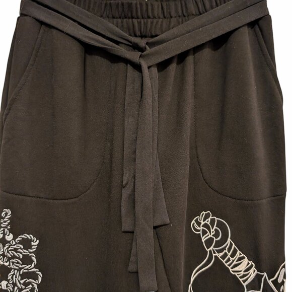 Iron Yokai Unisex Sz L Tobi Black Embroidered Adjustable Ties Jogger Work Pants - Picture 4 of 12